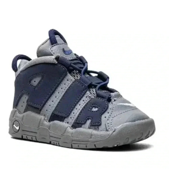 NIKE AIR MORE UPTEMPO (PS) COOL GREY-MIDNIGHT NAVY BLUE-WHITE  [DM3318-009] - Picture 2 of 14